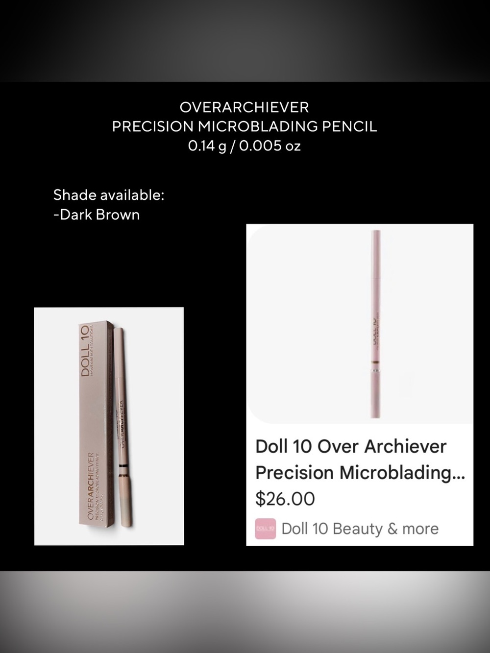 Doll 10 Overarchiever Precision Microblading Brow Pencil Dark Brown